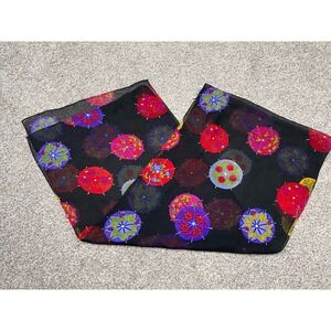 Chicos Scarf Womens One Size Rectangle 100% Silk Drink Umbrella Sheer Funky Art